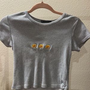 Brandy Melville Blue Crop Top Fitted Embellished